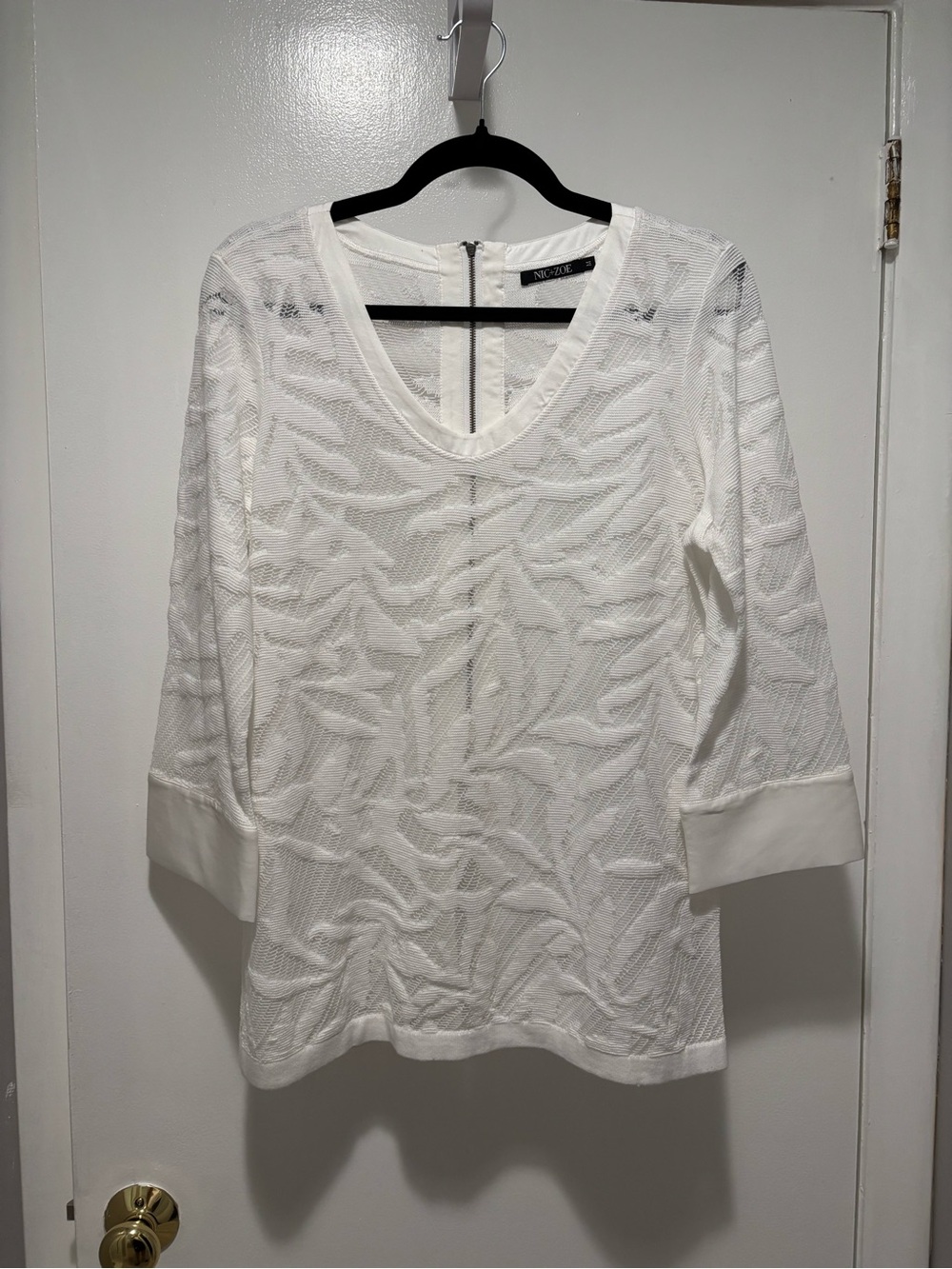 NIC+ZOE White Textured V-Neck Tunic Medium